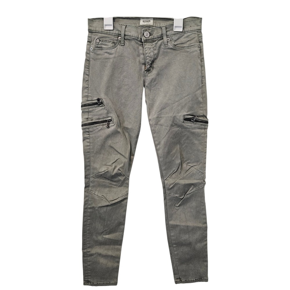 Hudson Mystic Super Skinny Crop Distressed With Zipper Jeans Women's 26 Green‎